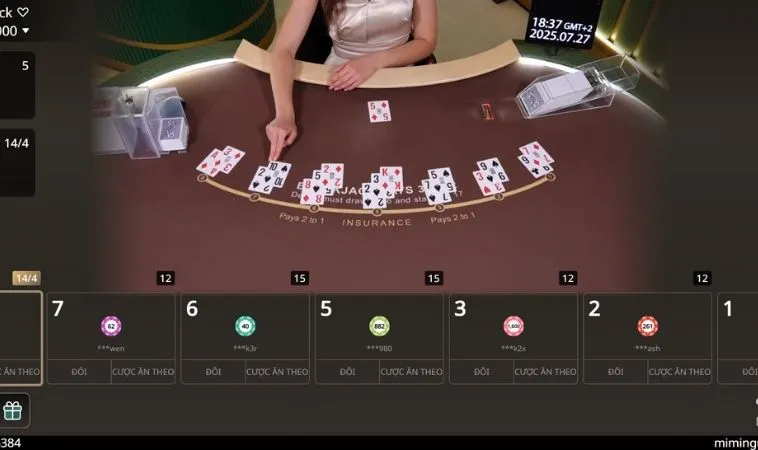 Bàn chơi Blackjack tại JBO